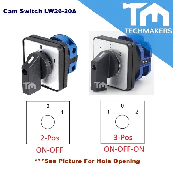 CAM Switch LW26-20 (20A) 2/3 Position Panel Mounting Universal Rotary Switch Cam Changeover Switch