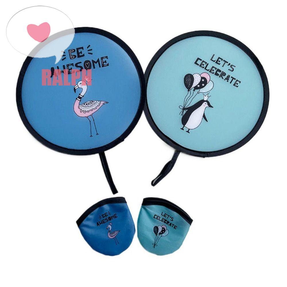 RALMORIX Folding Fans, Round with Pocket Mini Flying Disk Fan, Circular ...