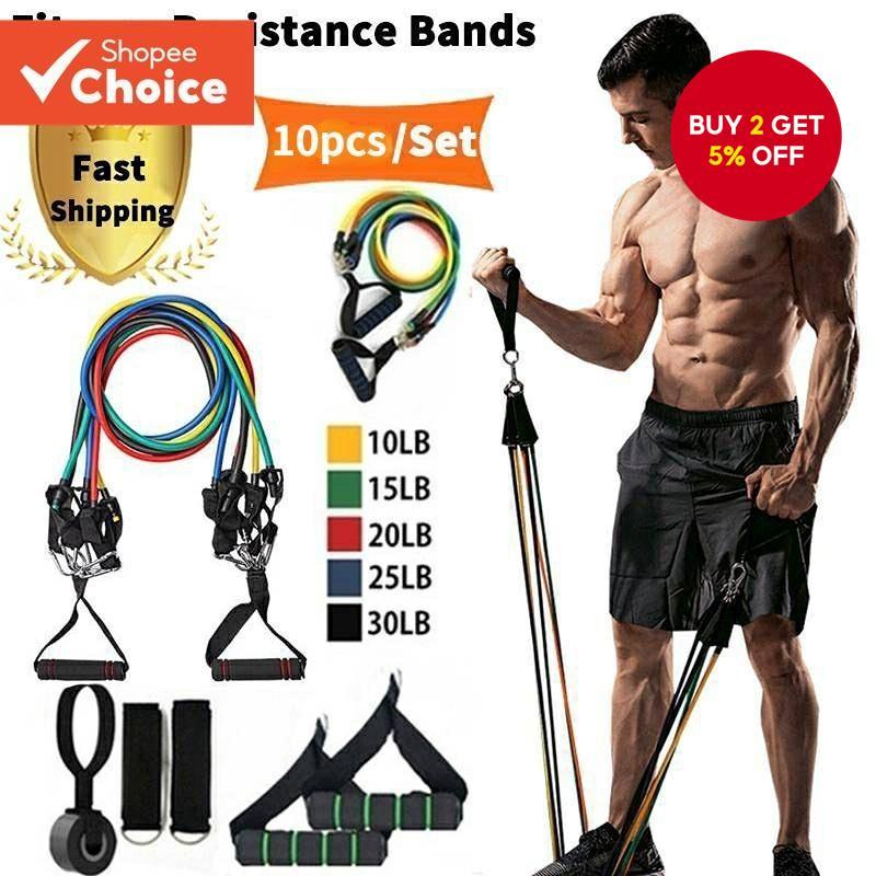 10 Piece/Set Fitness Resistance Bands Multifunctional Stretching ...