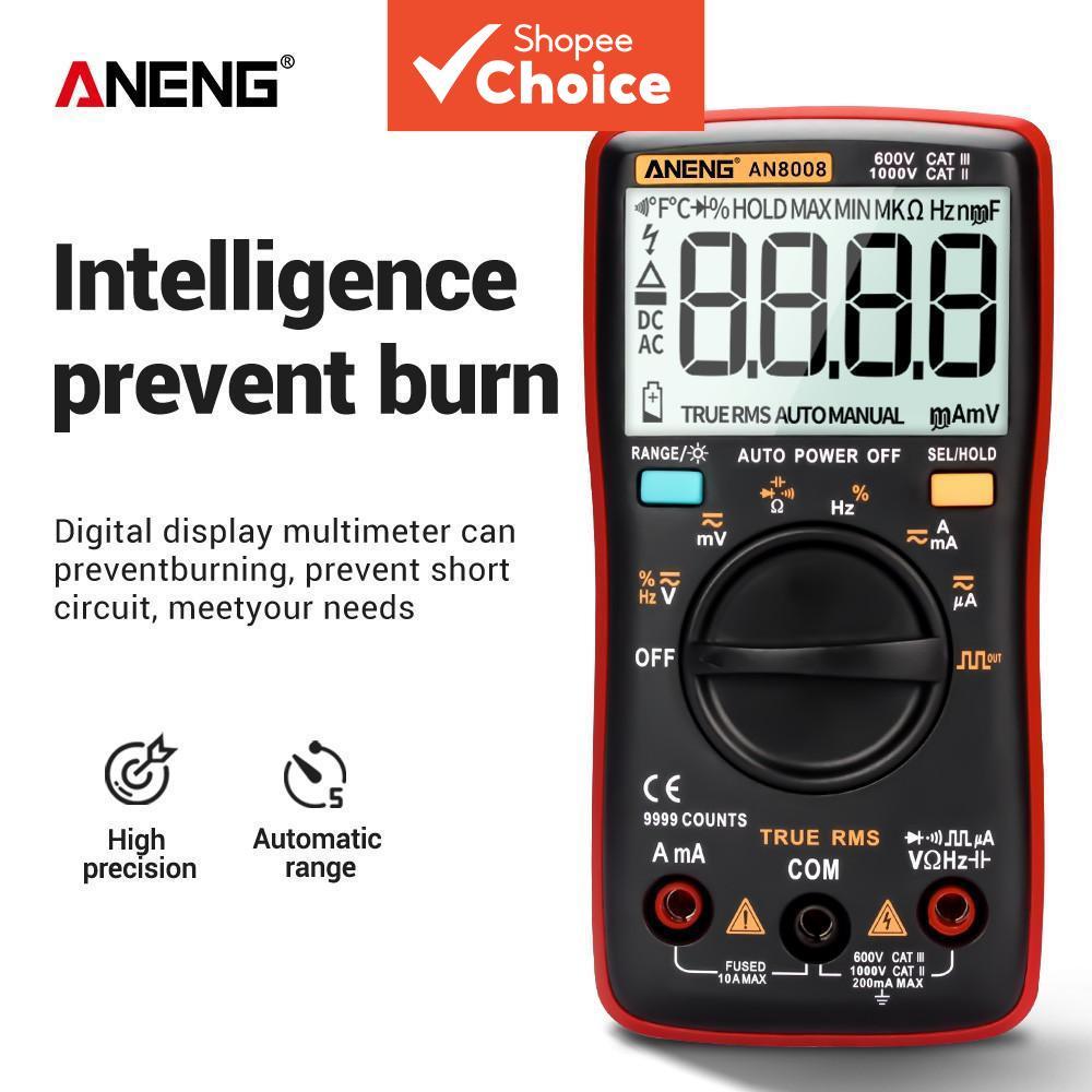 ANENG AN8008 Digital Multimeter True RMS 9999-Count Backlit Tester 1Pc ...