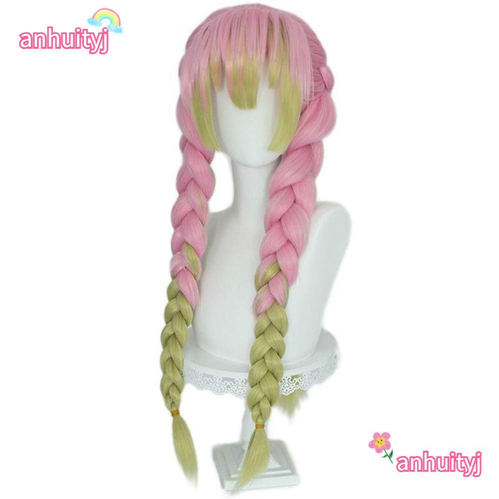 LANJ Demon Slayer Cosplay Wig, Demon Slayer Long Kimetsu no Yaiba, Pink ...