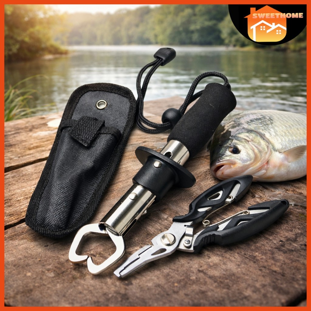 4 IN 1 SET Large Fishing Tang Pancing Stainless Steel Fish Lip Pemotong ...
