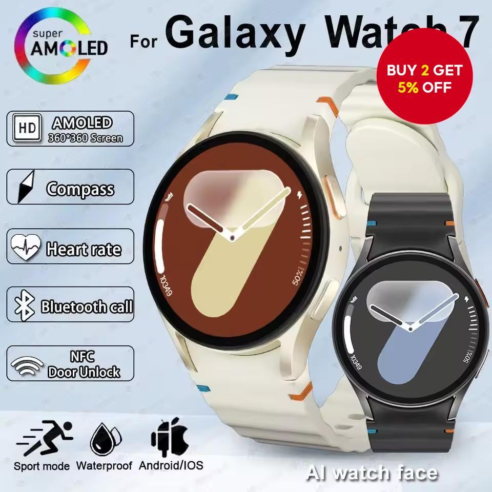 Galaxy Watch 7：男女通用，AMOLED高清屏幕，指南针，心率监测，健身追踪，防水设计，蓝牙通话。 | Shopee Malaysia