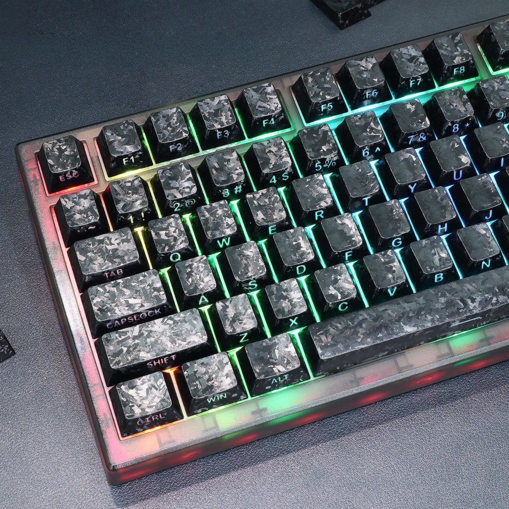 140 Keys Carbon Fiber RGB Backlit Keycap Set Cherry Profile PBT Keycaps ...
