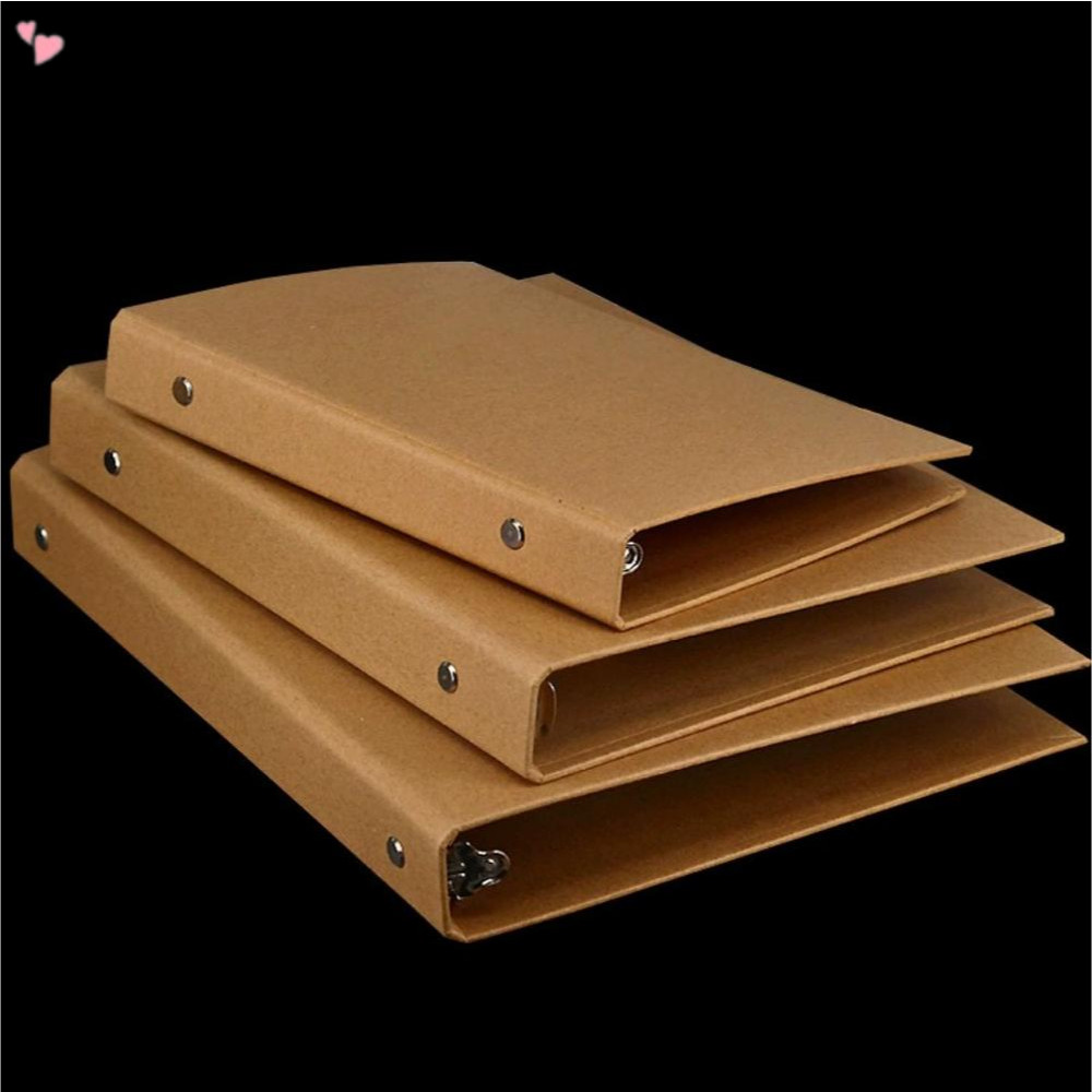 A4/A5/B5/A6 Kraft Paper Hardcover 6-Holes Round Ring Binder Protector ...