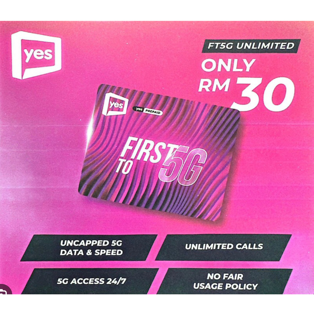 YES 5G ADVANCE DATA SIM 35 Simkad Prepaid Postpaid Unlimited Call &amp; Data Hotspot Nombor Baru ...