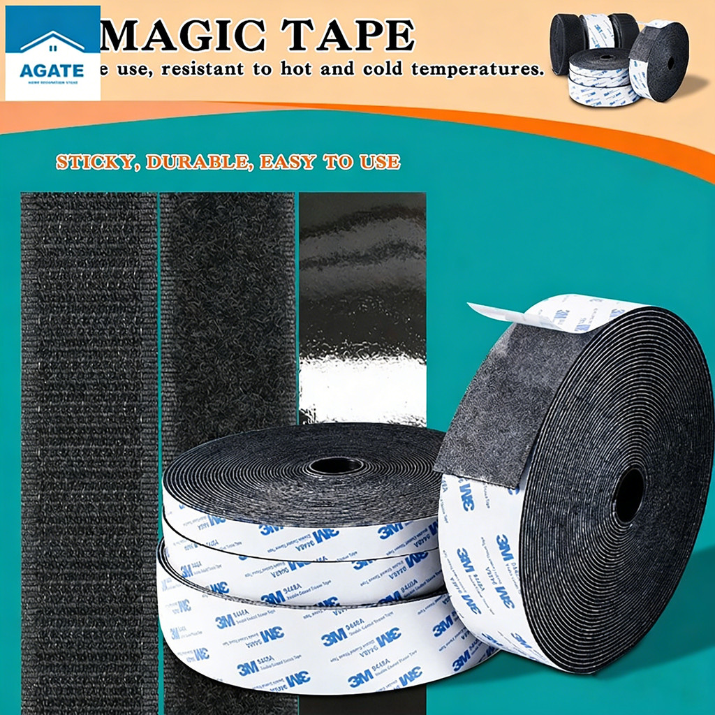 Self-adhesive Black White Hook and Loop Self Adhesive Fastener Tape ...
