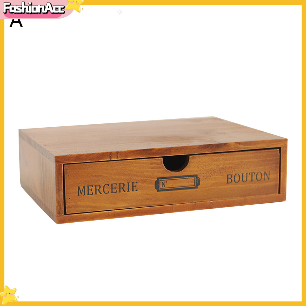 Retro Multi-layer Wooden Desktop Drawer Storage Box Cabinet Organizer ...