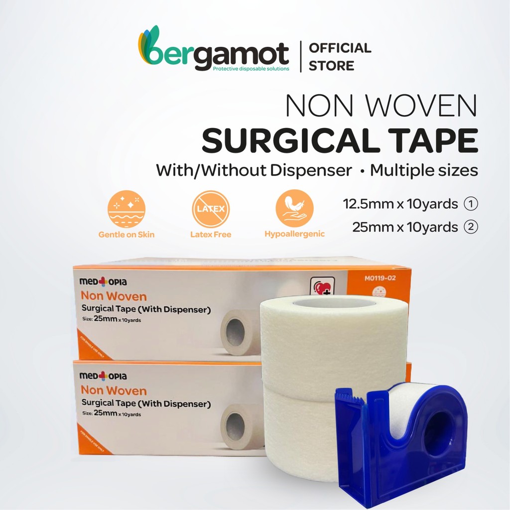 [1 BOX] Medtopia Non-Woven Surgical Tape with/without dispenser 1 inch ...