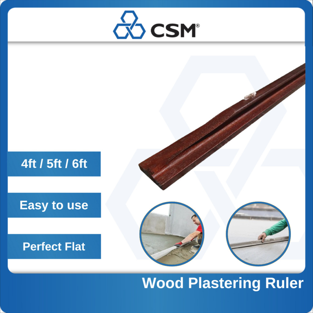 CSM Wooden Cement Plastering Trowel Kayu Panjang Simen Ruler 4ft 5ft ...