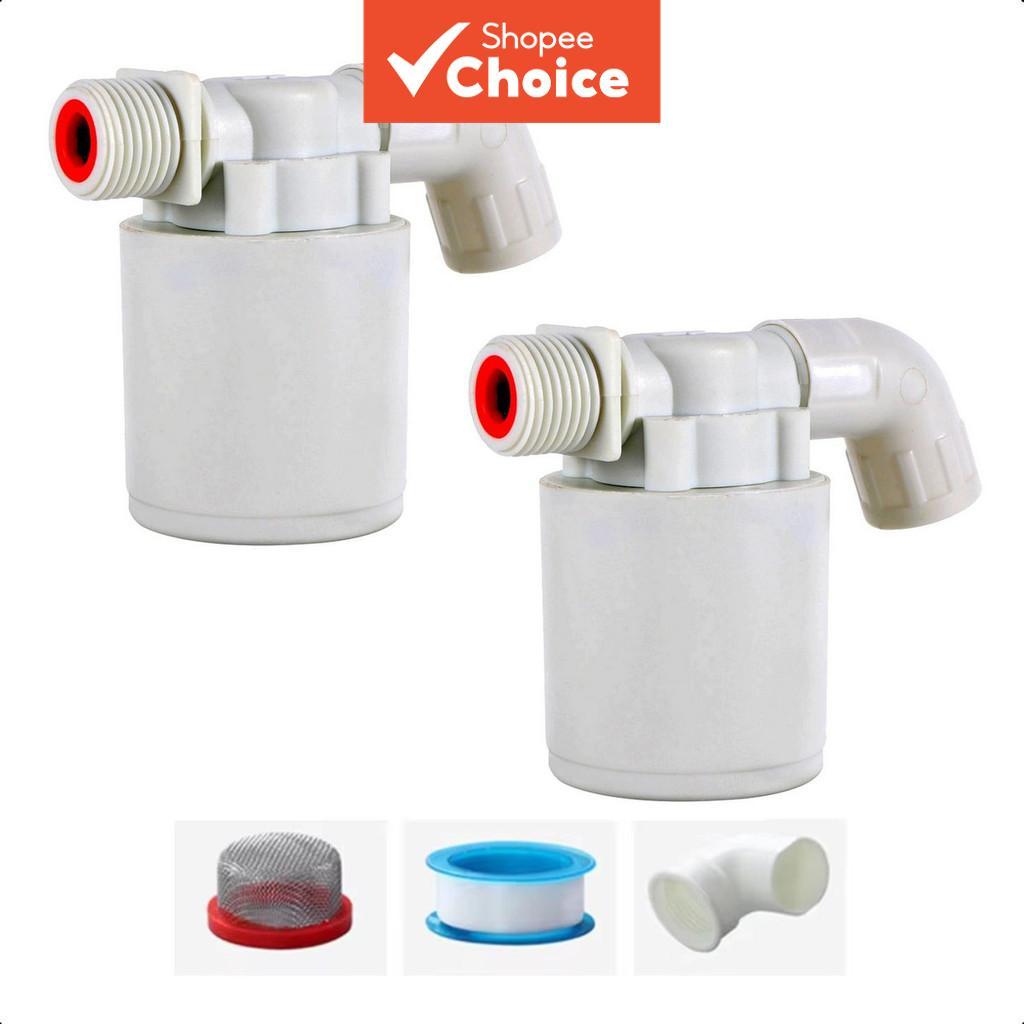 White 3/4-Inch Float Valve Pair Durable Water Tank Level Control Flow ...
