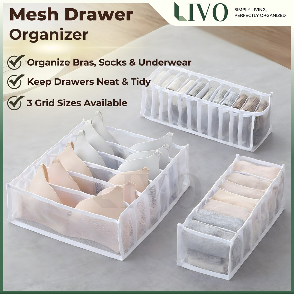 LIVO Storage Box Socks Underwear Bra Cloth Divider Foldable Drawer ...
