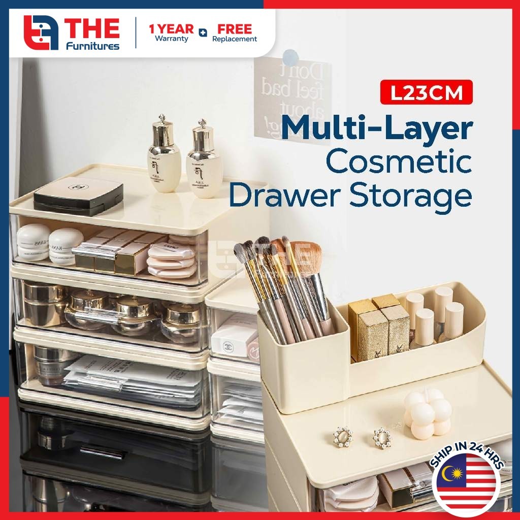 THE L23cm (1/3 Layers) Compact Desktop Drawer Storage Organizer ...