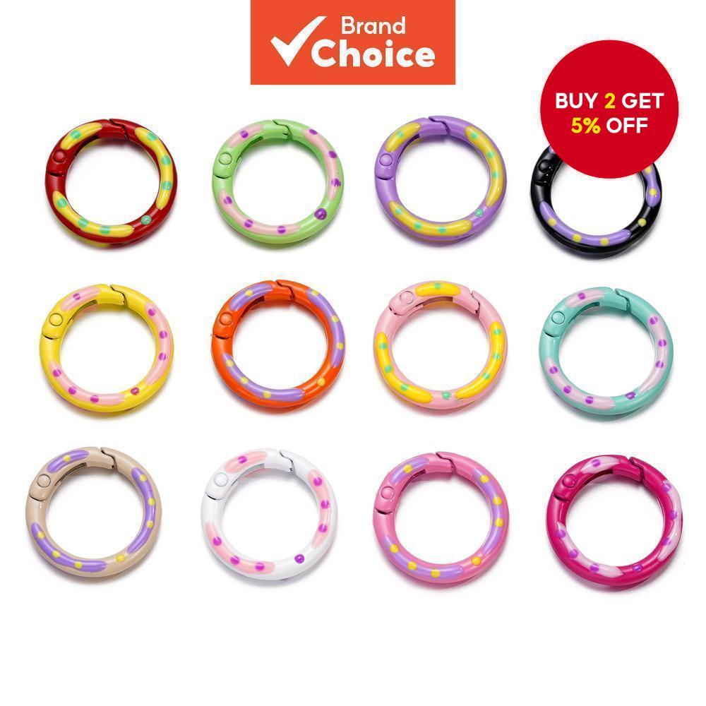 St. kunkka 1-5Pcs Alloy Spring Buckle, Round Oil Drip Painted Keychain ...