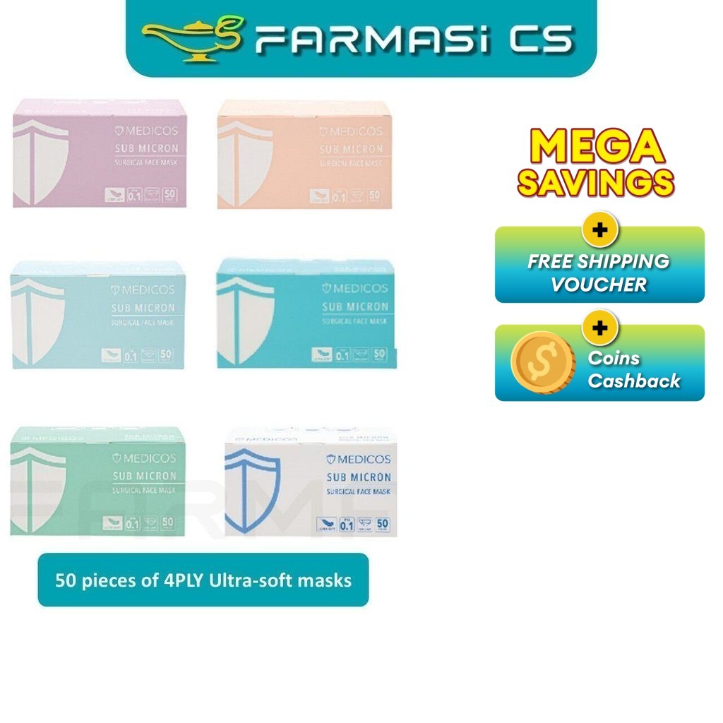 [VALUE] MEDICOS Ultra Soft Sub Micron Surgical Face Mask 4 PLY ASTM ...