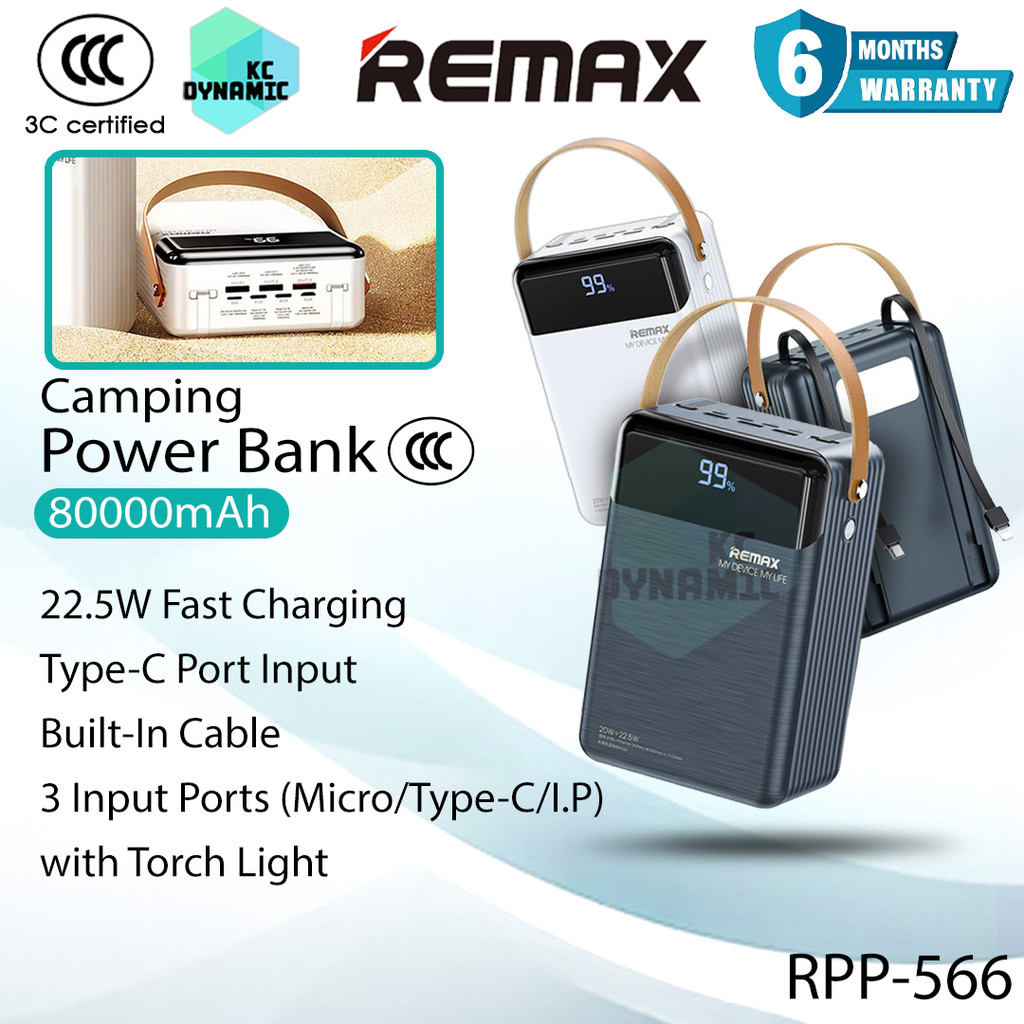 【3C Certified】Remax RPP-566 80000mAh Powerbank 22.5W Fast Charging ...