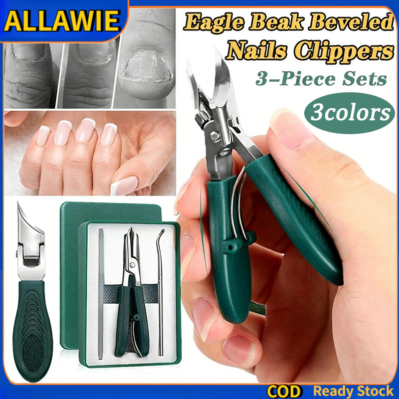 3Pcs/Set Eagle-Beak Diagonal Nail Clipper Set Professional Ingrown Nail ...