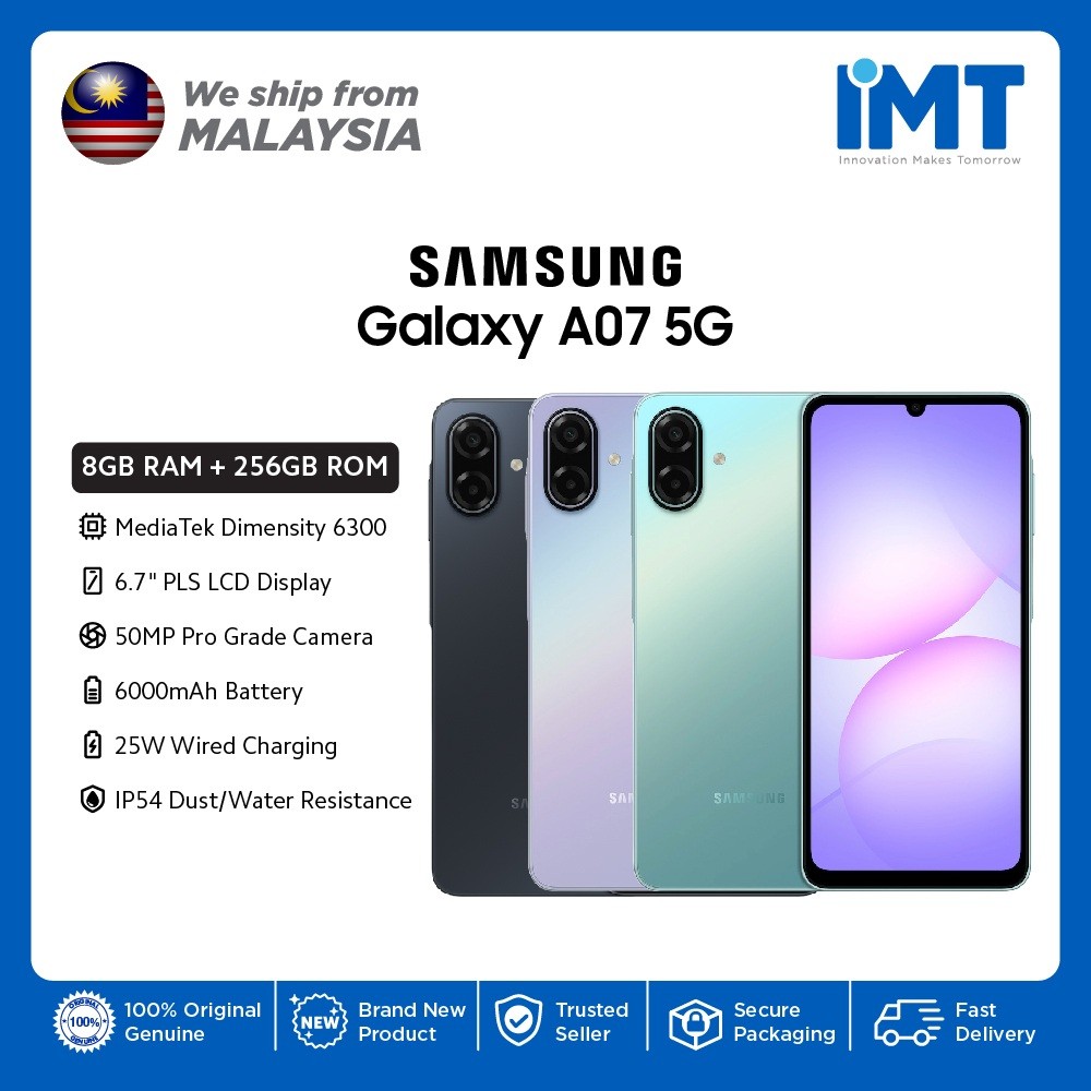 Samsung Galaxy A07 5G Smartphone | Mediatek Dimensity 6300 | 6.7" IPS LCD Display | 50MP Dual Camera