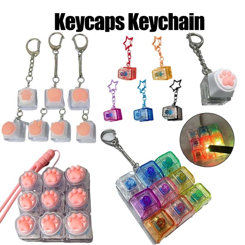Relief Stress Toys Keycap Fidget Keychain Keyboard Key Keycaps Cute Cat ...