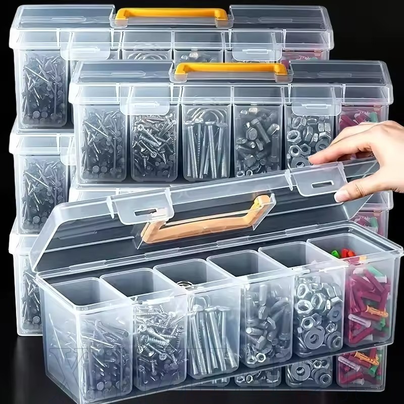 Multi-Compartment Clear Tool Box - Handheld Drills Wrench Classify Case ...