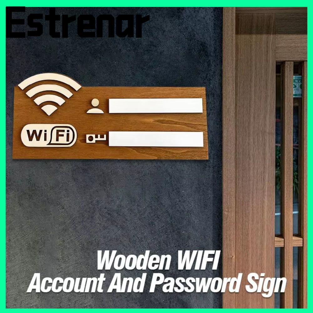ESTRENAR WiFi Password Sign, Wooden Wall Mounted WiFi Wall Stickers ...