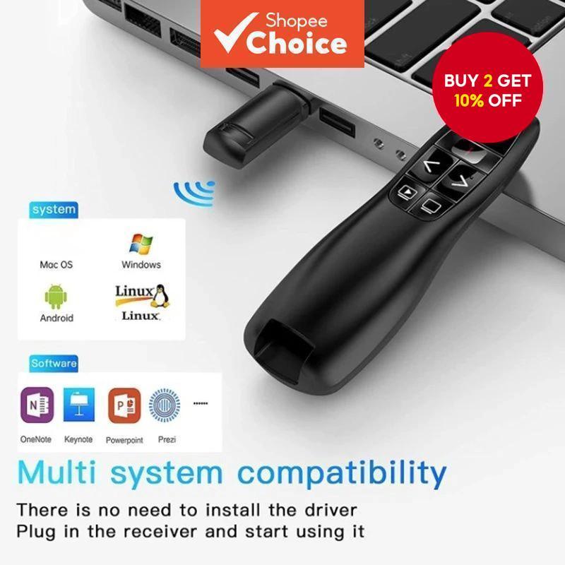 USB Wireless Presenter Red Laser Pen Pointer 2.4Ghz PPT Remote with ...