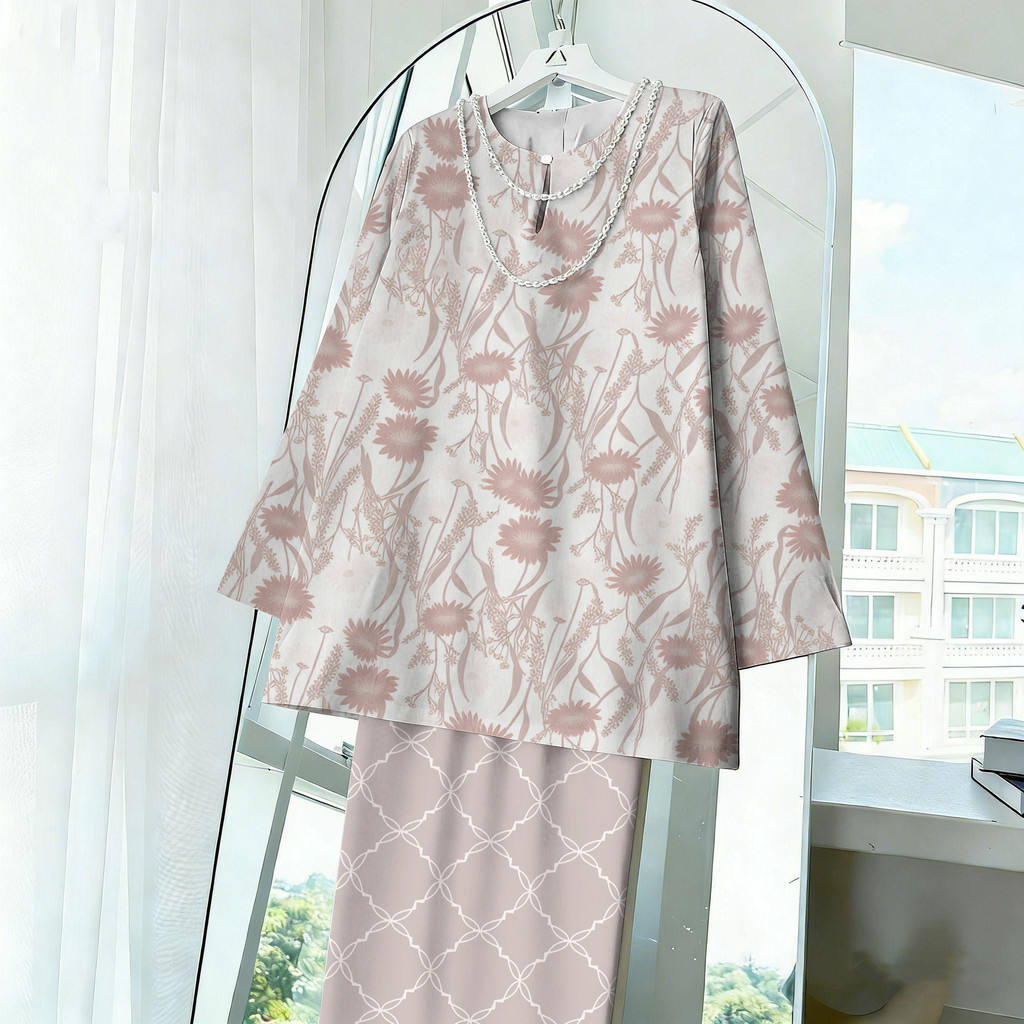 Women's Elegant Hari Raya Two-Piece Set with Floral Print Top & Skirt ...