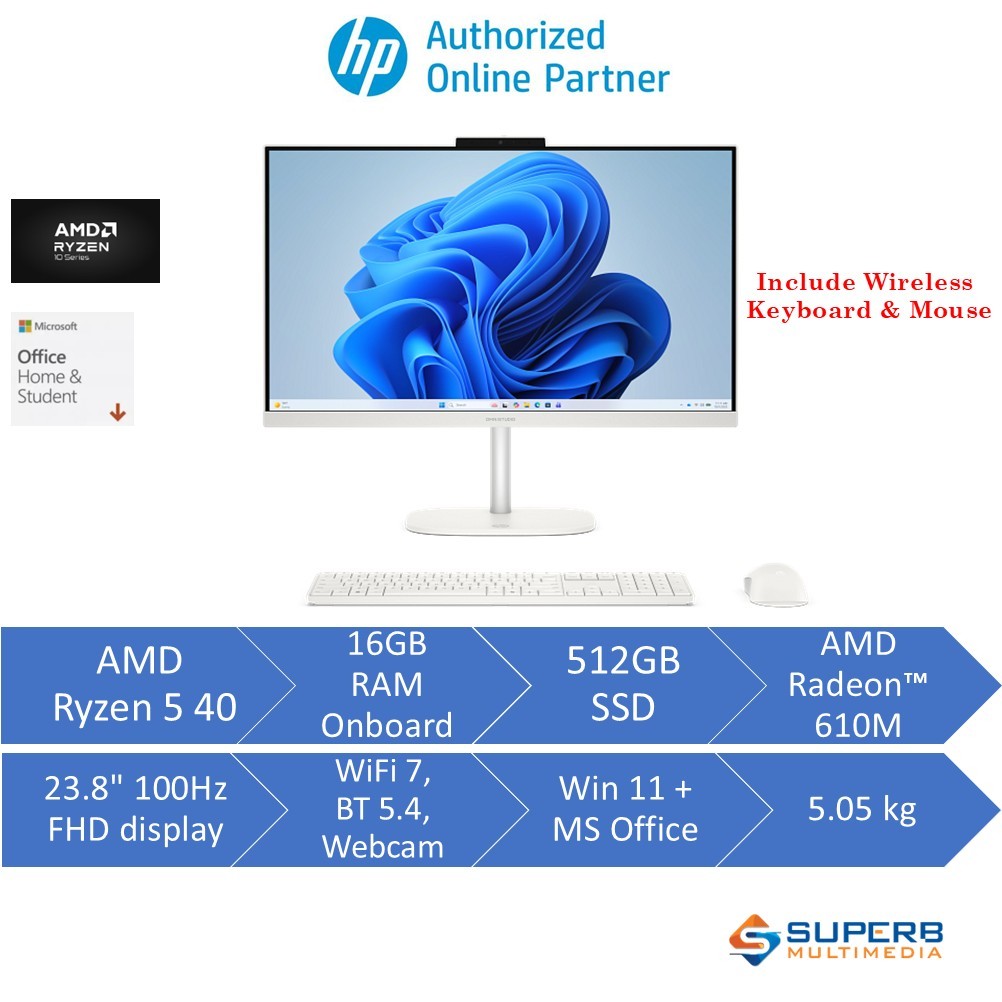 HP OmniStudio All-in-One Desktop 24-cv0005d PC (D4RL7PA) (AMD R5 40 ...