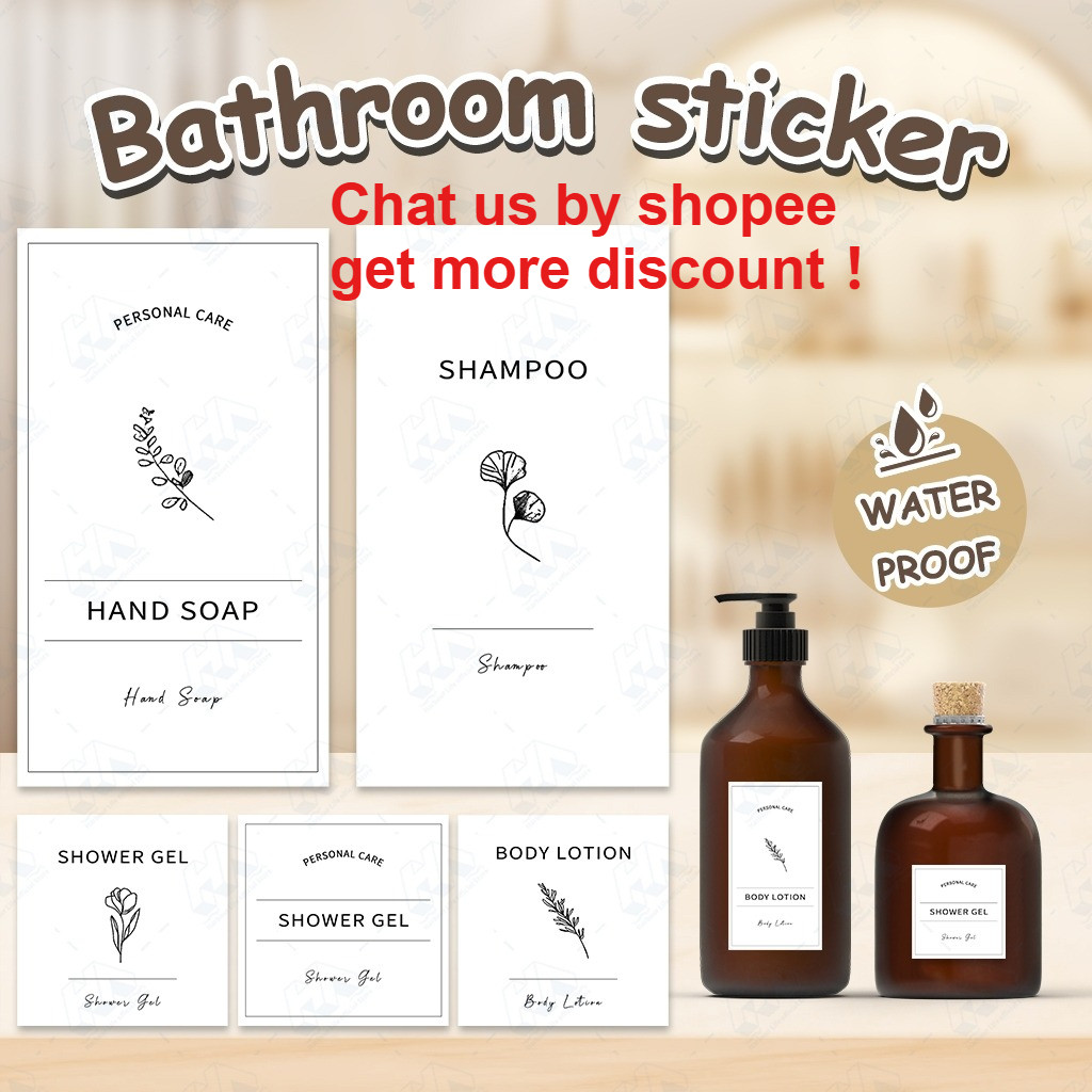 Minimalist Sticker Labels Toiletries Bathroom Anti-scratch Waterproof ...