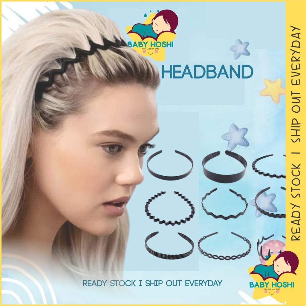 BH Plastic Black Hairband Headband Teeth Styling Lightweight Cekak ...