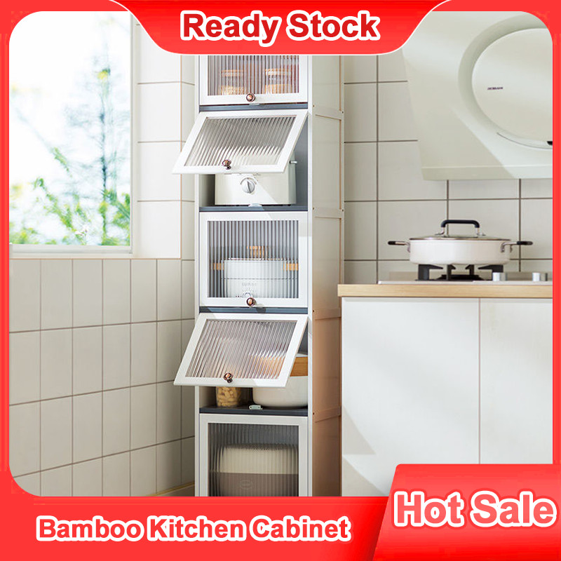 🎋READY STOCK🎋Kitchen Storage Rack With Door Multi-functional Kitchen ...