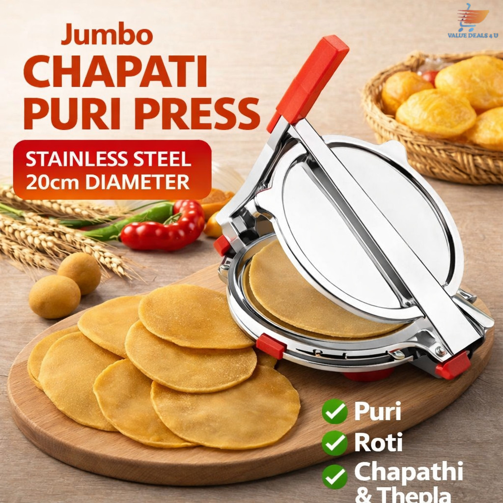 Stainless Steel Jumbo Chapati Puri Press 20cm Roti Chapathi Thepla ...