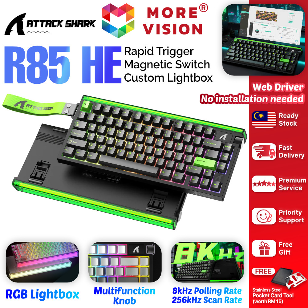 ATTACK SHARK R85 HE Magnetic Keyboard Wired Custom RGB Light Box Rapid 