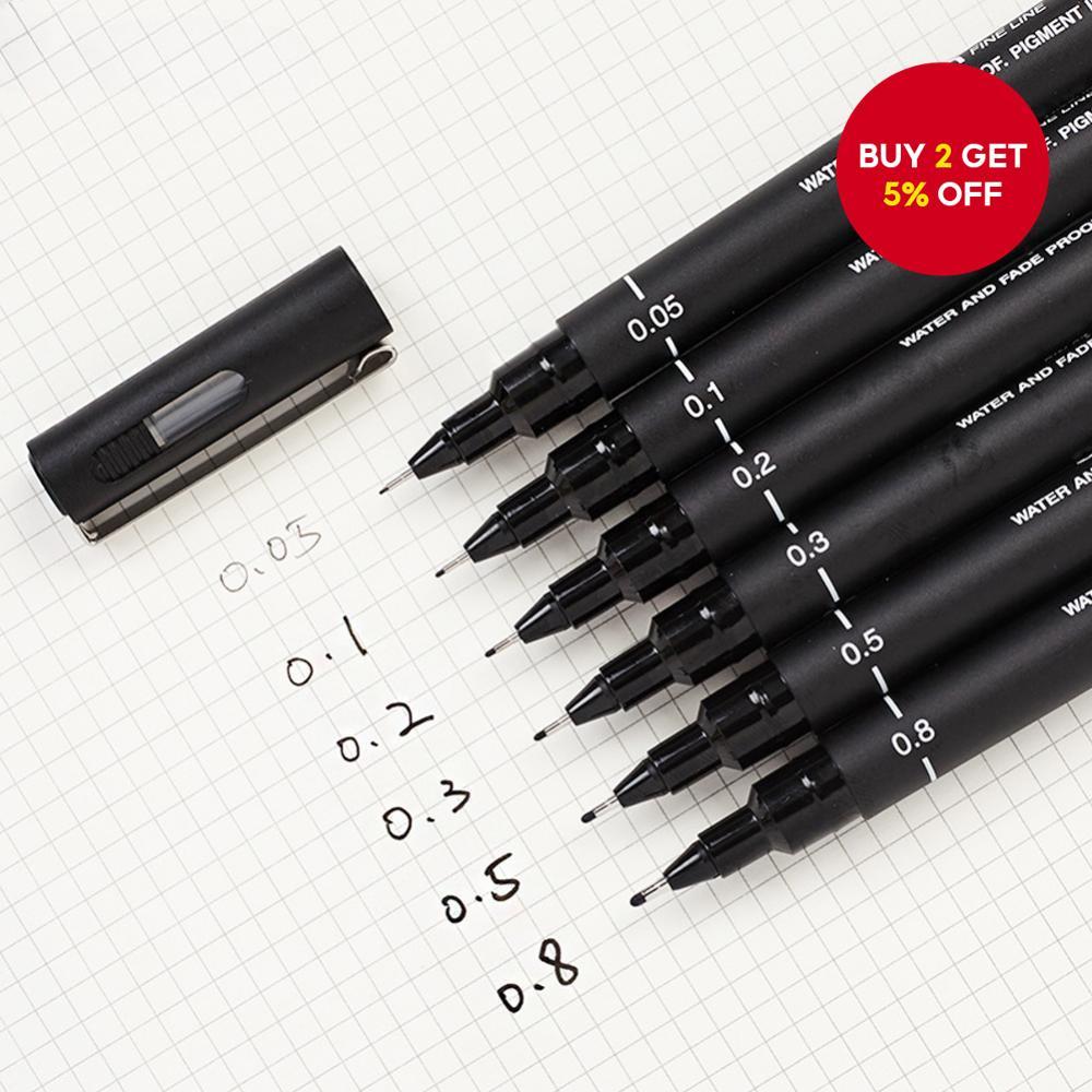 UNI PIN Pigment Fineliner Drawing Pen Black – Fine Tip from 0.05mm to 0 ...