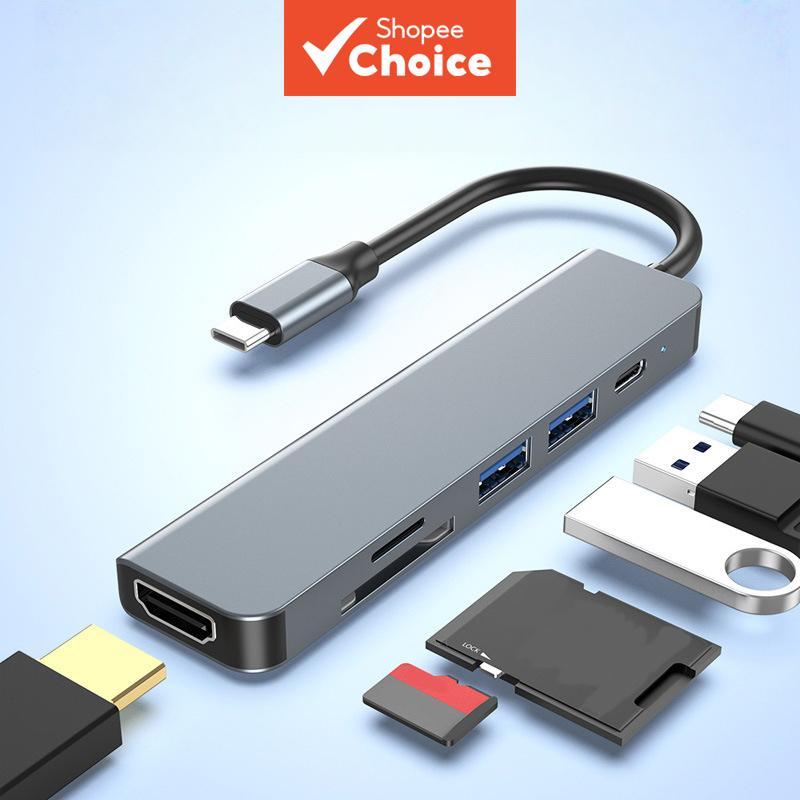 USB-C 61,HDMI、PD、USB、SD、TF,MacBook Hab USB-C 6 dalam 1 Pembaca Kad HDMI ...