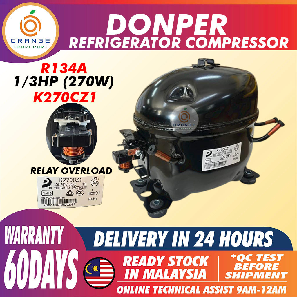 ORIGINAL REFRIGERATOR DONPER COMPRESSOR R134A - 1/3HP (270W)-R CMP ...
