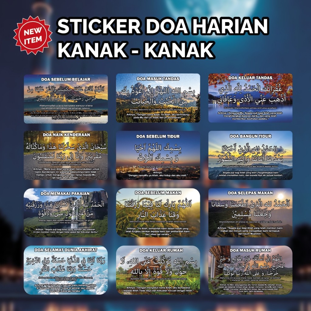 V3.12pcs Sticker Doa Harian, pelbagai doa - Untuk anak kecil MUDAH ...