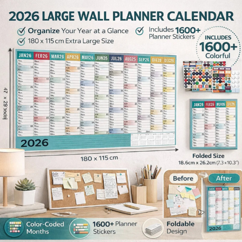 Wall Calendar Planner 2026 Malaysia/Calendar Planning Chart Yearly Wall