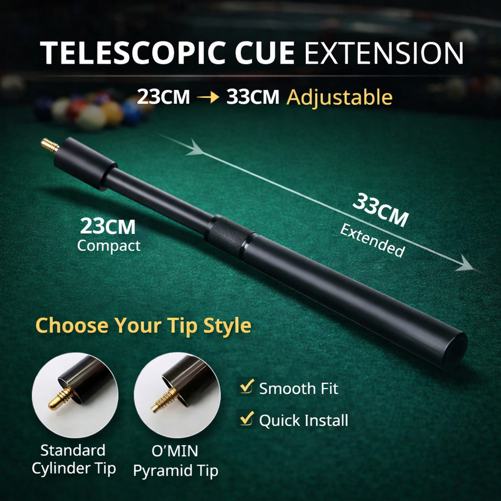 23cm-33cm Pool Cue Extension Rods - Tapered & Cylindrical Connector ...