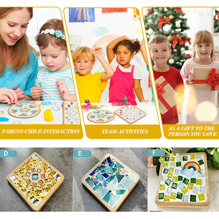 Kids Fun Art Craft DIY Cup Mat Handmade Mosaic Coaster Parent-Child ...