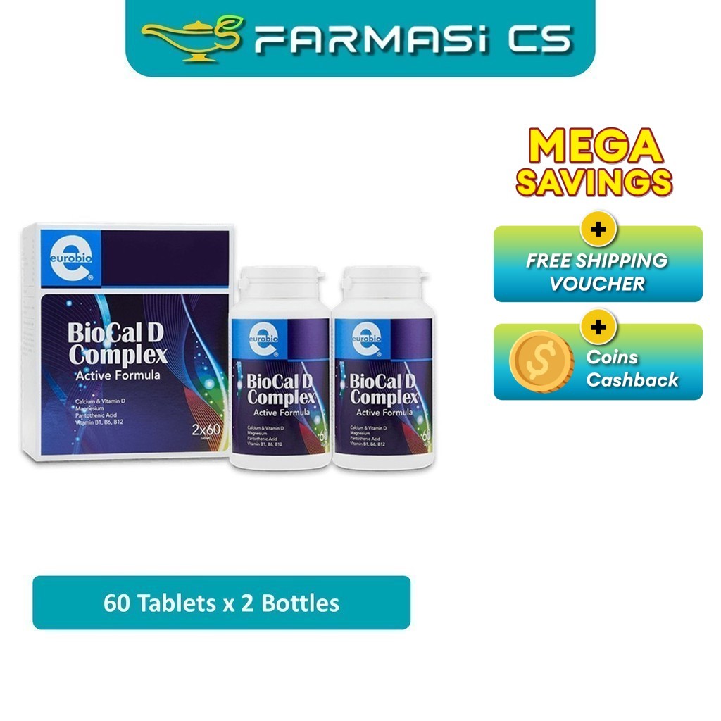 Eurobio BioCal D Complex Active Formula 60 Tablets x 2 Bottles (TWIN ...