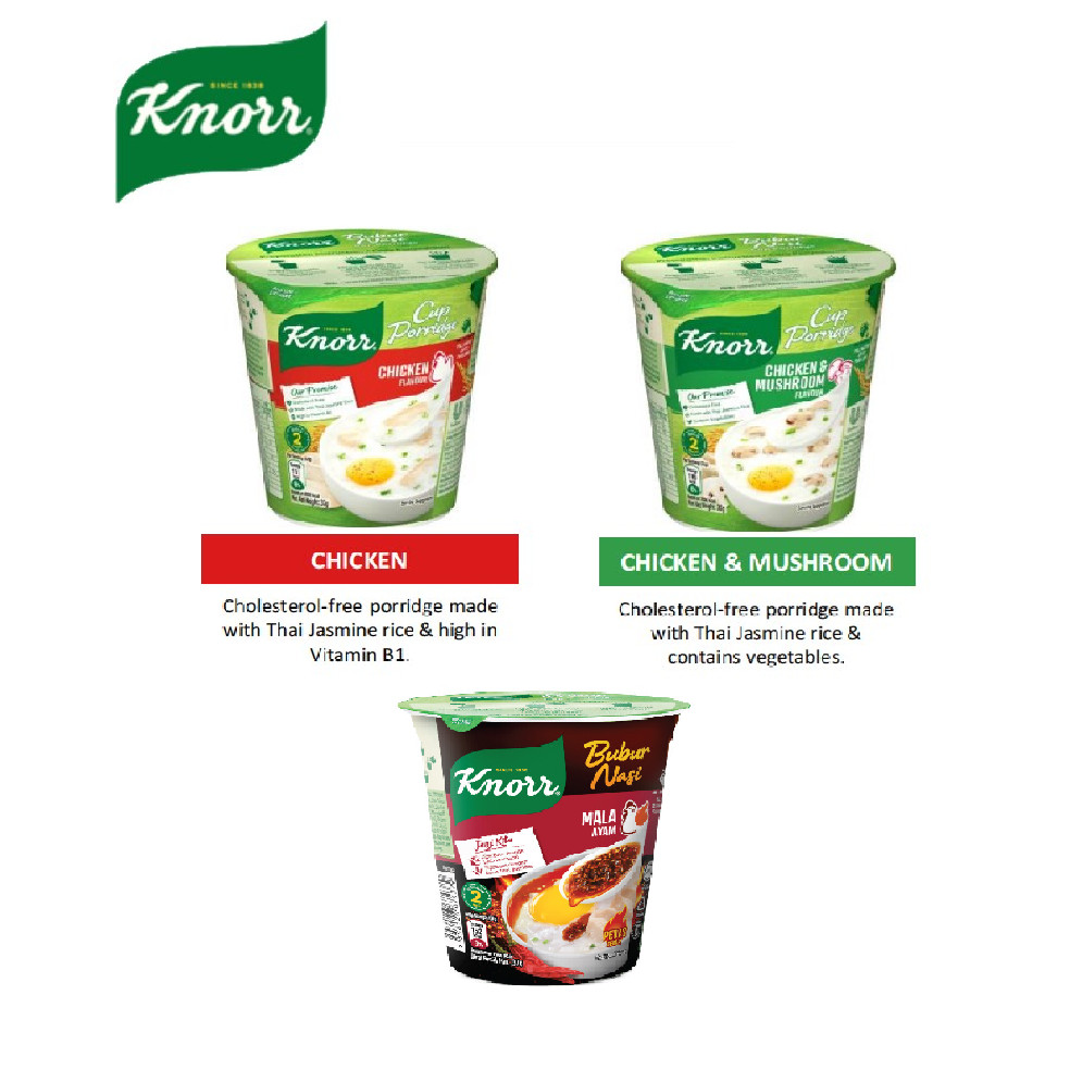 KNORR Instant Cup Porridge 32g 37g - Chicken / Chicken Mushroom / Mala ...