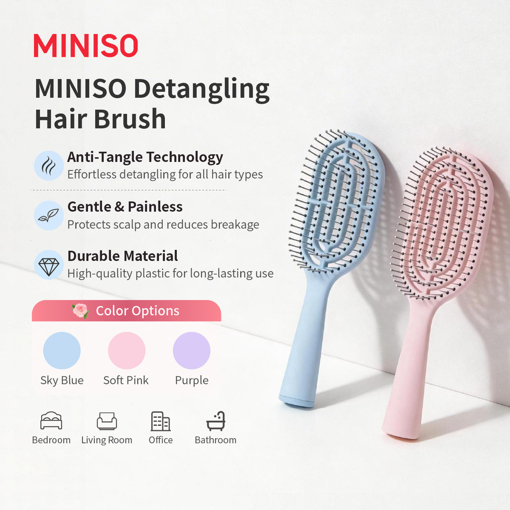 MINISO Comb Curved Vent Fluffy Hair Brush Portable 弧形排骨梳子 | Shopee Malaysia