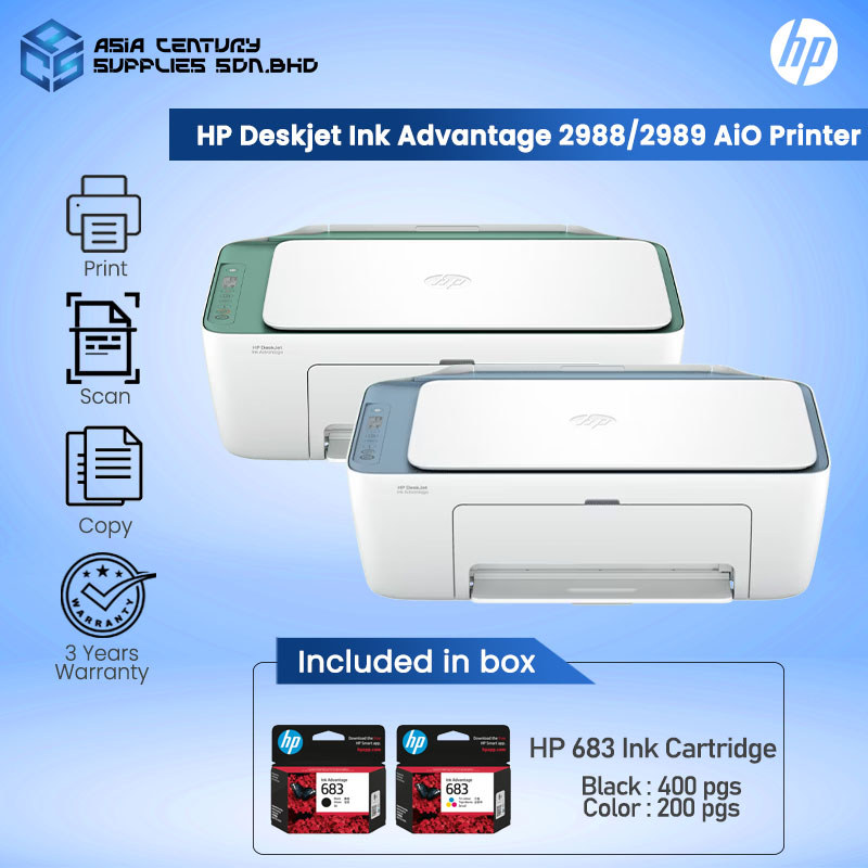 HP 2988 / 2989 / 2875 Deskjet Ink Advantage All In One Wireless A4 ...