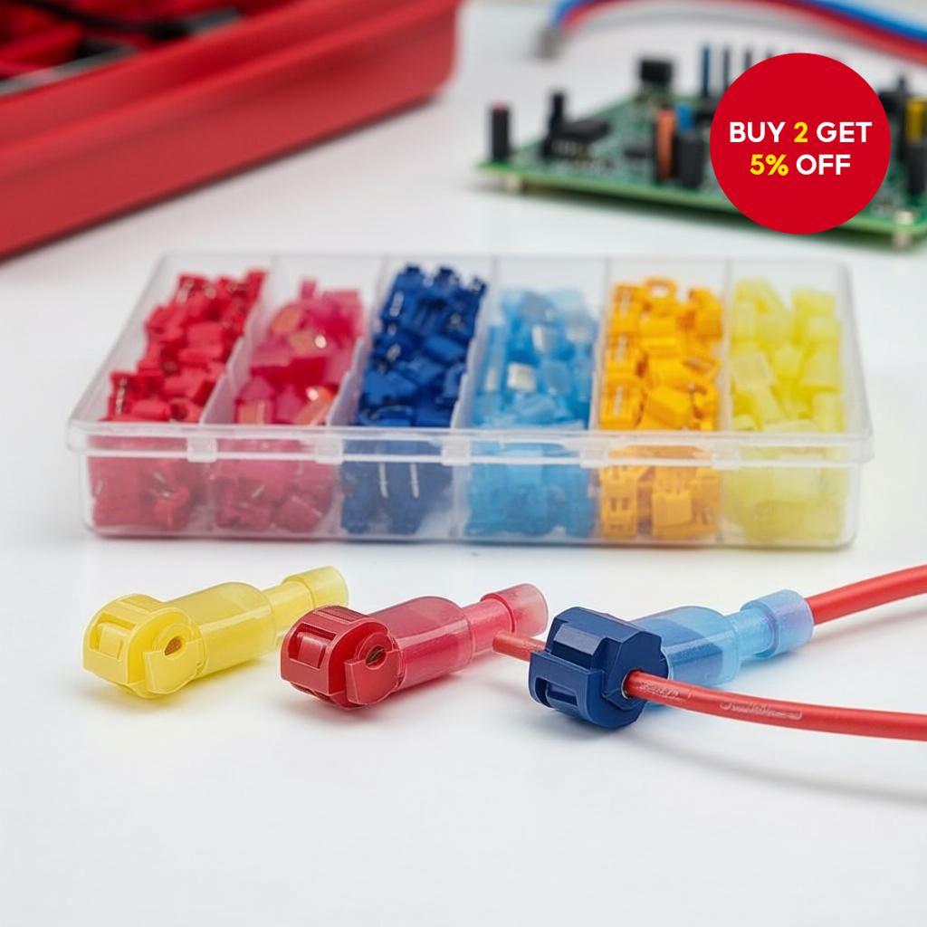 60/120PCS T-Type Wire Crimp Terminal Clips Boxed Quick Connection ...