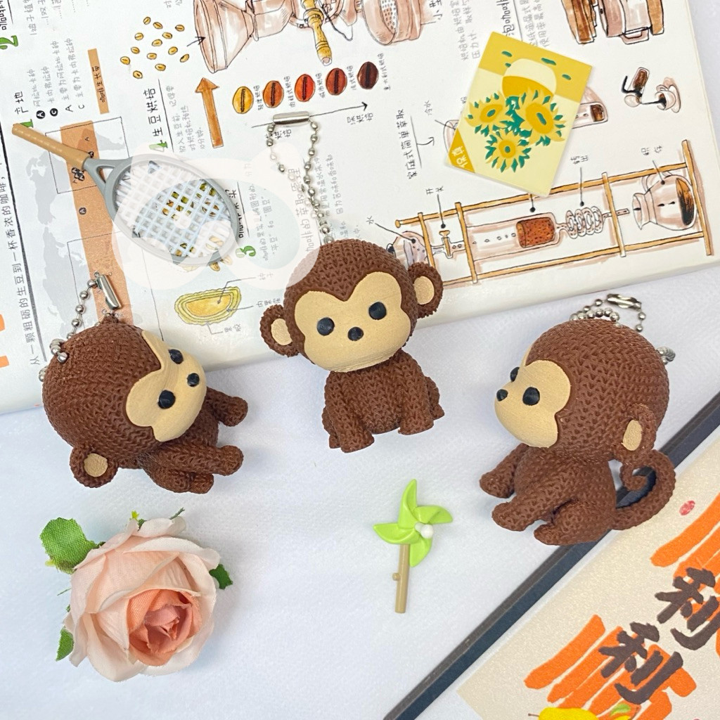 🔥READY STOCK🔥 3D printed Cute Crochet Knitted 𝗠𝗢𝗡𝗞𝗘𝗬 Keychain | Bag ...
