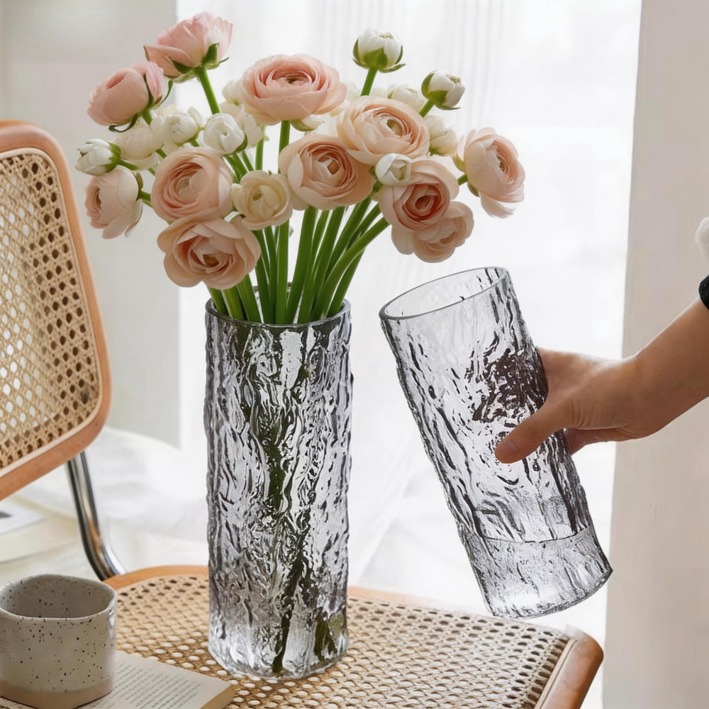 Locaupin Home Vase Flower Arrangement Optic Color Glass Vases with ...