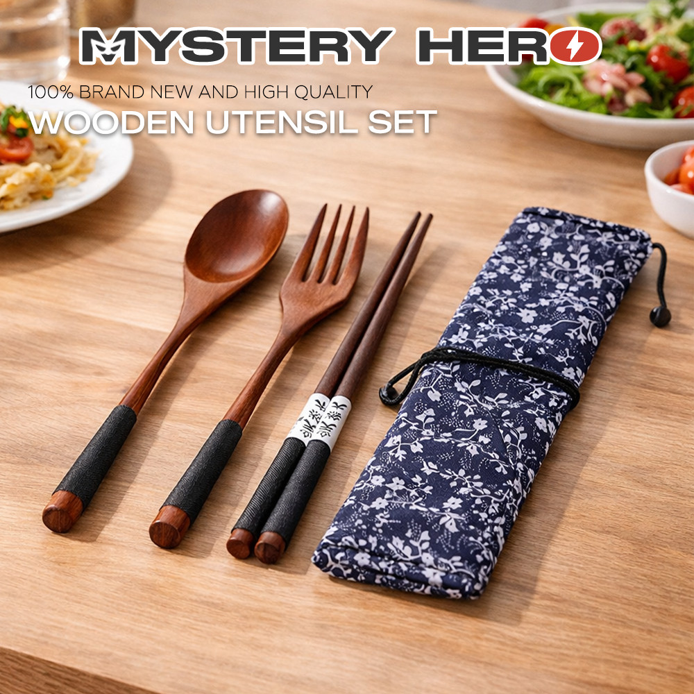 MysteryHero Japanese 1 Set Wooden Utensil Tableware Fork Spoon ...