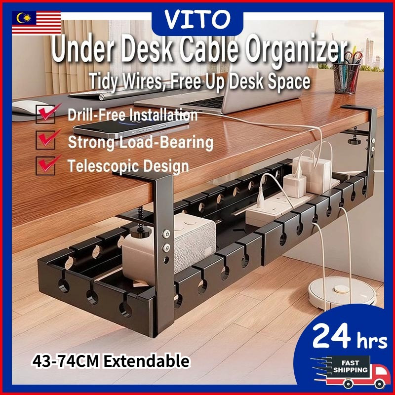 Extendable Under Desk Cable Management Tray Desk Bottom Socket Holder ...