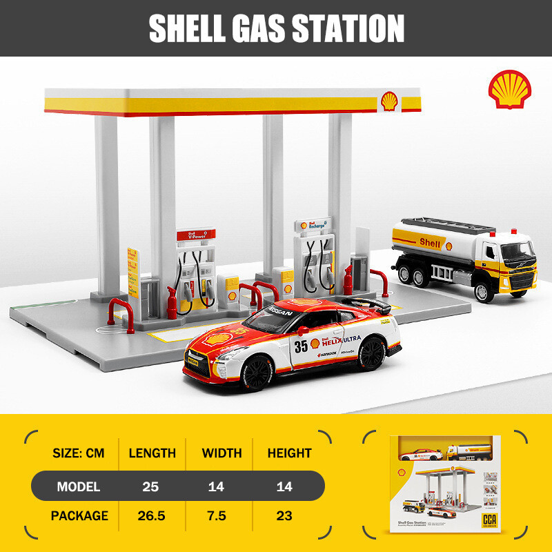 Shell Petrol Station Assembly Playset Toy | Nissan GT-R R35 Sports Car ...